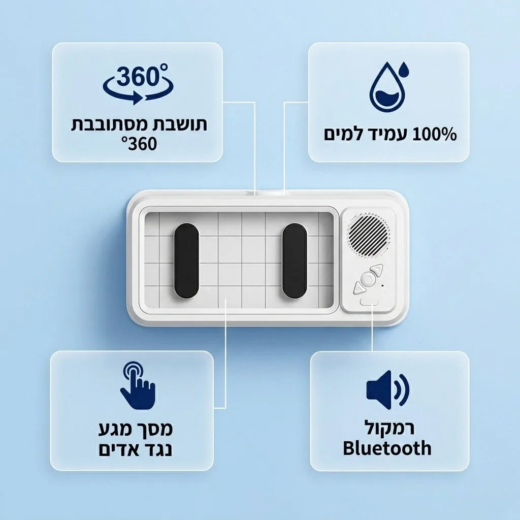 מגן בוקסה לנייד - מארז מקלחת אטום IP67 עם רמקול Bluetooth